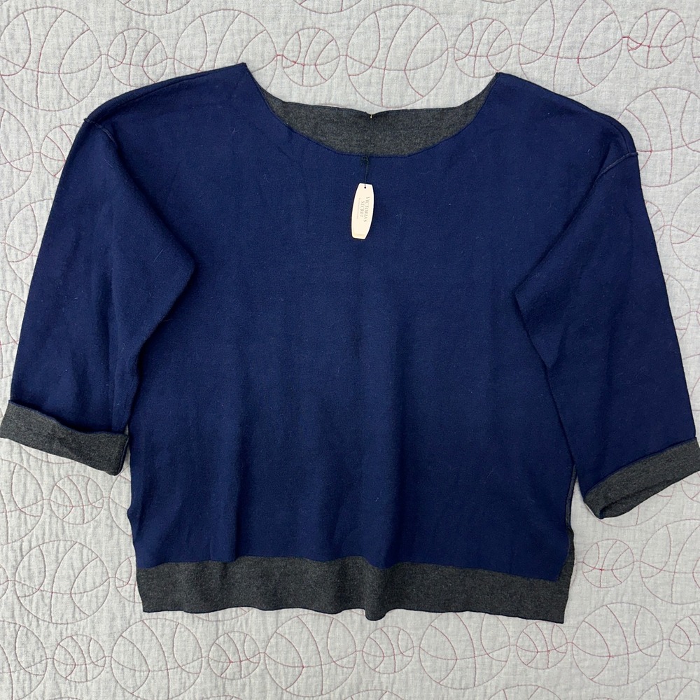 Victoria's Secret Reversible Sweater Navy‎ Gray Cashmere / Women's Medium